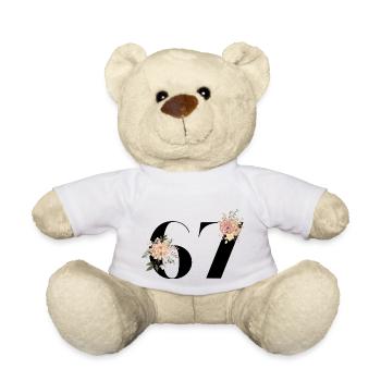 Blumen zum 67-jährigen Jubiläum (Geschenk von 67 Jahren) - Teddy - Weiß - Vorne
