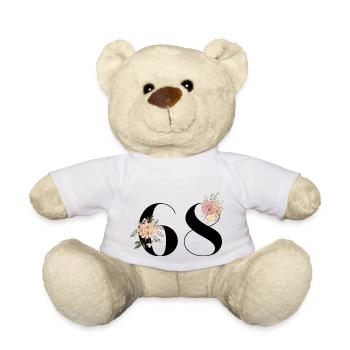 Blumen zum 68-jährigen Jubiläum (Geschenk von 68 Jahren) - Teddy - Weiß - Vorne