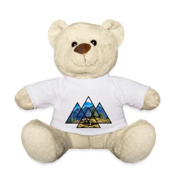 T-Shirt Dreiecke Pferd Alpen Berge Wandern Natur - Teddy - Weiß - Vorne