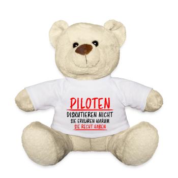 Pilot Lustiger Spruch Flugplatz Flugsport Geschenk - Teddy - Weiß - Vorne