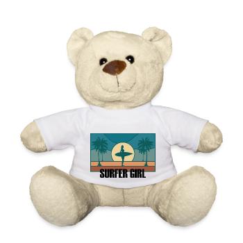 Surfer Girl Planche de surf Surfing Idée cadeau - Nounours - blanc - Devant