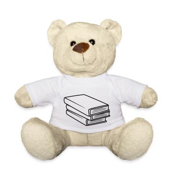 Stacked Books Comic Design - Teddy Bear - white - Front