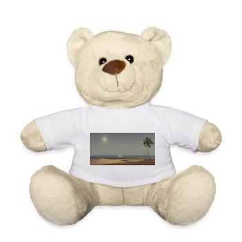 Palmiers et herbe la nuit avec la lune - Art Design - Nounours - blanc - Devant