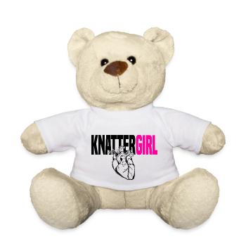 Knattergirl mit Herz magenta - Teddy - Weiß - Vorne