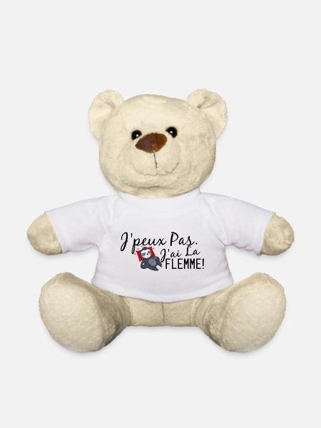 j peux pas j ai la flemme - Nounours - blanc