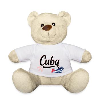 Kuba Kubanische Flagge Wellenförmig Stilisierte Schrift - Teddy - Weiß - Vorne