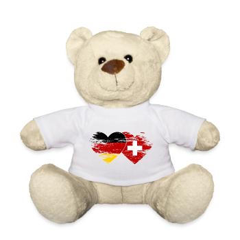 Germany Switzerland Flag used heart - Teddy Bear - white - Front