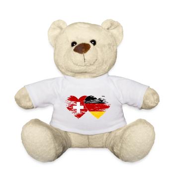 Switzerland Germany Flag used heart - Teddy Bear - white - Front
