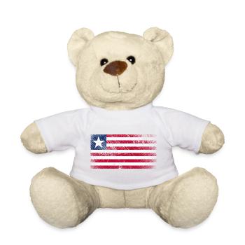 Liberia Flag - Vintage Grunge - Teddy Bear - white - Front