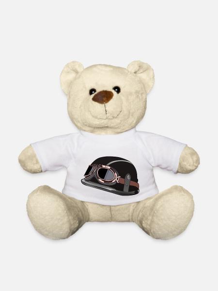 old motorcycle motorcycle helmet biker bezel - Teddy Bear - white