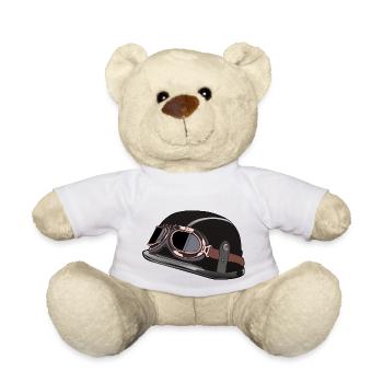 old motorcycle motorcycle helmet biker bezel 602 A - Teddy Bear - white - Front