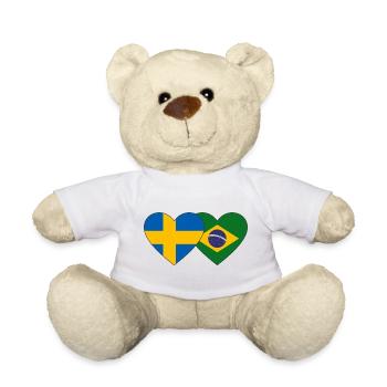 Suède Brésil Flag Heart - Nounours - blanc - Devant