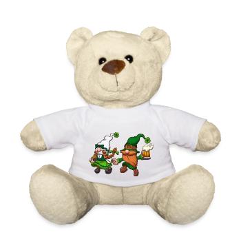 Hopping St Patrick's Day Gnomes - Teddy Bear - white - Front