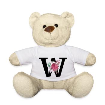 Letter w floral - Teddy Bear - white - Front