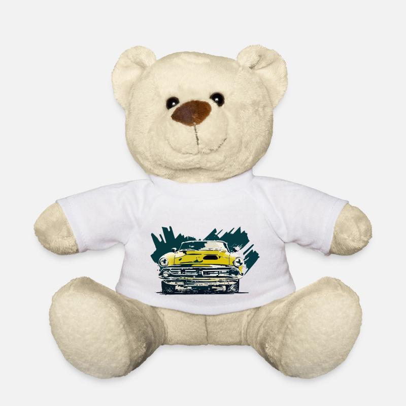 Retro car - Teddy Bear - white