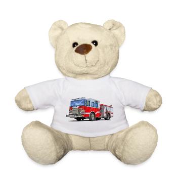 Camion de pompiers avec lequel tout le monde veut se rendre sur les lieux - Nounours - blanc - Devant