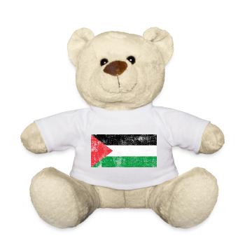 Drapeau de la Palestine drapeau Grunge Retro Vintage - Nounours - blanc - Devant