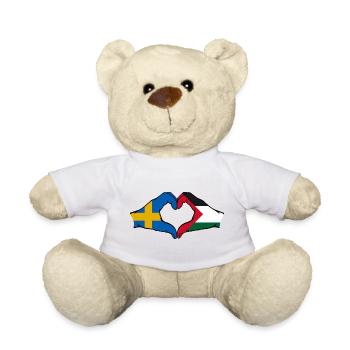 Forme de coeur Suède Palestine avec mains - Nounours - blanc - Devant