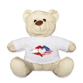 Austria USA heart shape with hands used - Teddy Bear - white - Front