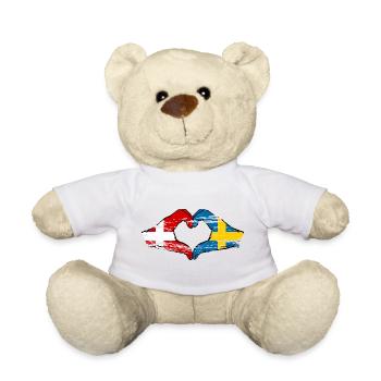 Denmark Sweden Heart Shape with Hands Used - Teddy Bear - white - Front