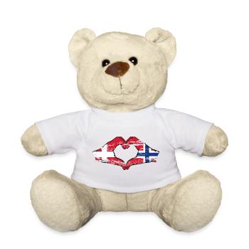 Denmark Norway Heart Shape with Hands Used - Teddy Bear - white - Front
