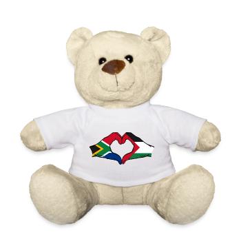Afrique du Sud Palestine drapeau mains en forme de coeur - Nounours - blanc - Devant