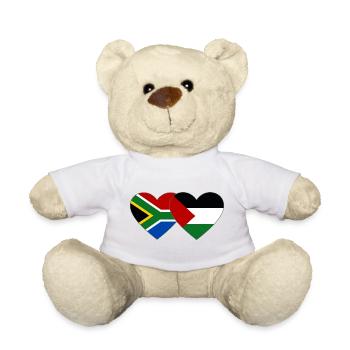 South Africa Palestine Flag Heart - Teddy Bear - white - Front