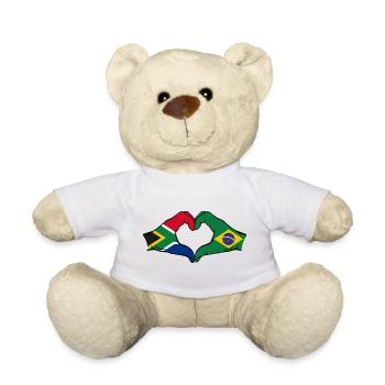 South Africa Brazil Flag Hands Heart Shape - Teddy Bear - white - Front