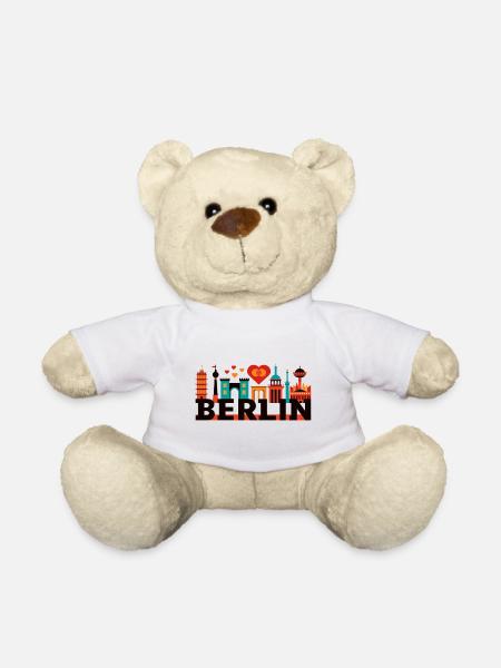Berliner Skyline mit Liebessymbolen - Teddy - Weiß