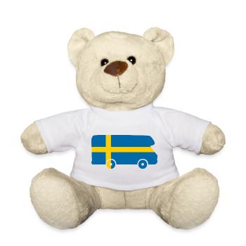 RV Sweden Voyage Vacances Camper Autocollant - Nounours - blanc - Devant