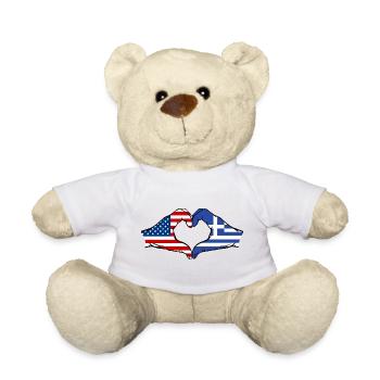 USA Greece Flag Hands Heart Shape - Teddy Bear - white - Front