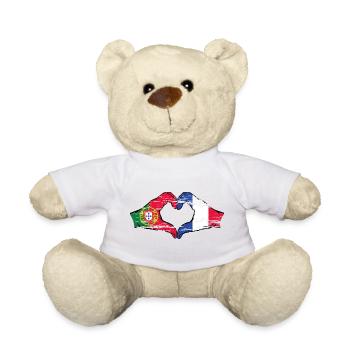 Portugal France Drapeau Mains Coeur Forme Utilisé - Nounours - blanc - Devant