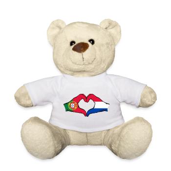 Portugal Hollande Drapeau Mains Coeur - Nounours - blanc - Devant