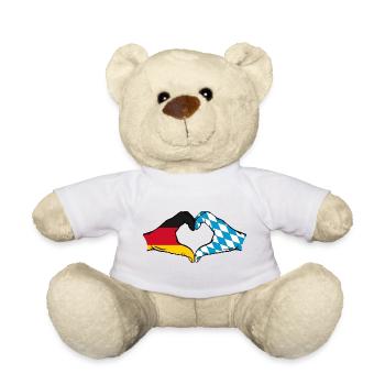 Germany Bavaria Flag Hands Heart Shape - Teddy Bear - white - Front