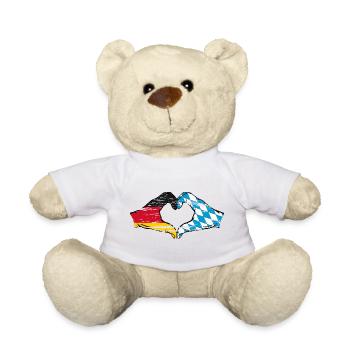 Germany Bavaria Flag Hands Heart Shape Used - Teddy Bear - white - Front