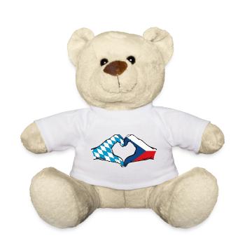 Bayern Tschechien Flagge Hände Herzform - Teddy - Weiß - Vorne