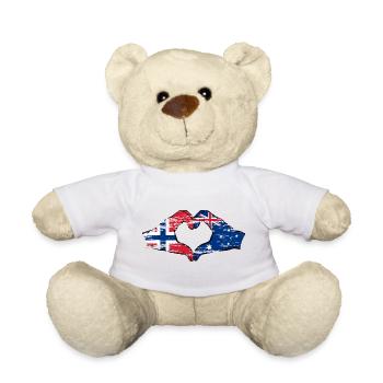 Norway Australia Flag Heart Shape Used - Teddy Bear - white - Front