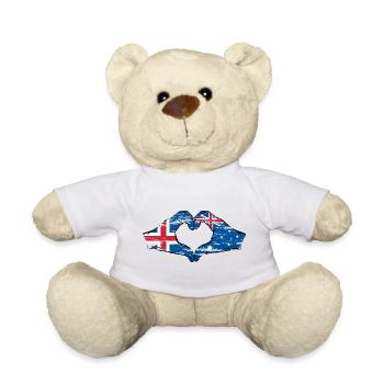 Islande Australie Drapeau Coeur Utilisé - Nounours - blanc - Devant
