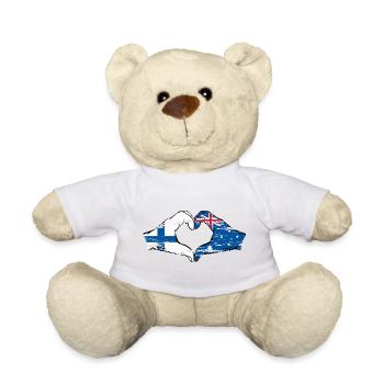 Finnland Australien Flagge Herzform used - Teddy - Weiß - Vorne