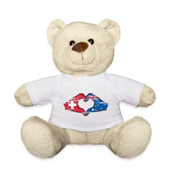 Schweiz Australien Flagge Herzform used - Teddy - Weiß - Vorne
