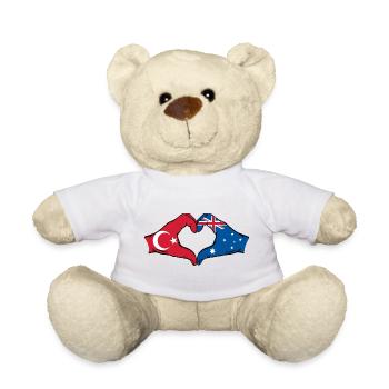 Turkey Australia Flag Heart Shape - Teddy Bear - white - Front