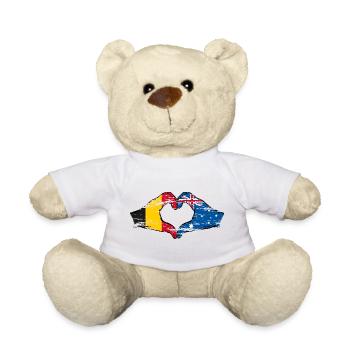 Belgium Australia Flag Heart shape used - Teddy Bear - white - Front