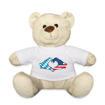 Bavaria USA Flag Hands Heart Shape - Teddy Bear - white - Front