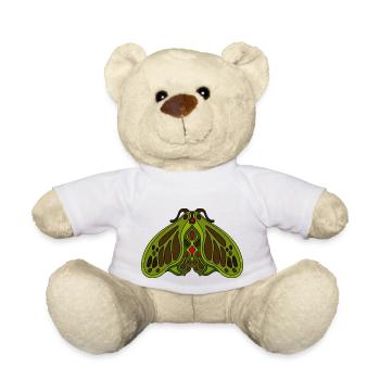 Art Nouveau Inspired Green Moth - Teddy Bear - white - Front