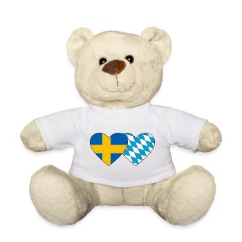 Suède Bavière Drapeau Coeur - Nounours - blanc - Devant