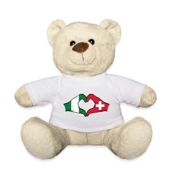 Nigeria Suisse Drapeau Mains Coeur Forme - Nounours - blanc - Devant