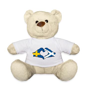 Suède Écosse Mains Coeur Forme - Nounours - blanc - Devant