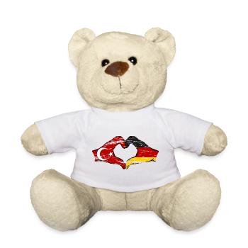 Turkey Germany Hands Heart Shape Used - Teddy Bear - white - Front