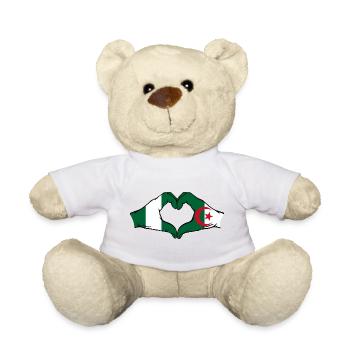 Nigeria Algerien Flagge Herzform - Teddy - Weiß - Vorne