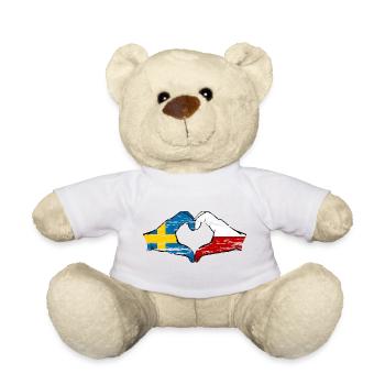 Suède Pologne Drapeau Forme de coeur Utilisé - Nounours - blanc - Devant